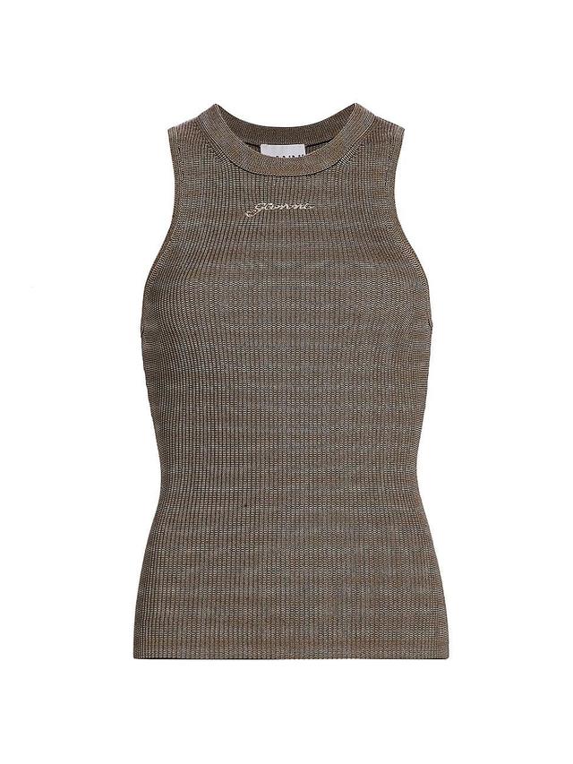 Womens Melange Knit Embroidered Tank Product Image