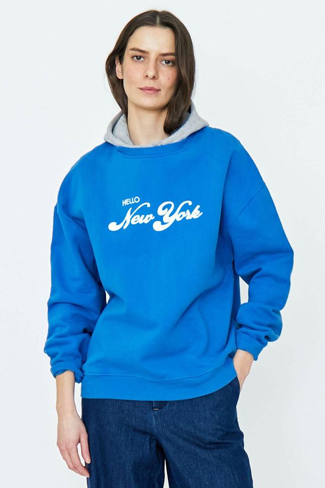 The Oversized Hello New York Sweatshirt - Royal Blue Female Product Image