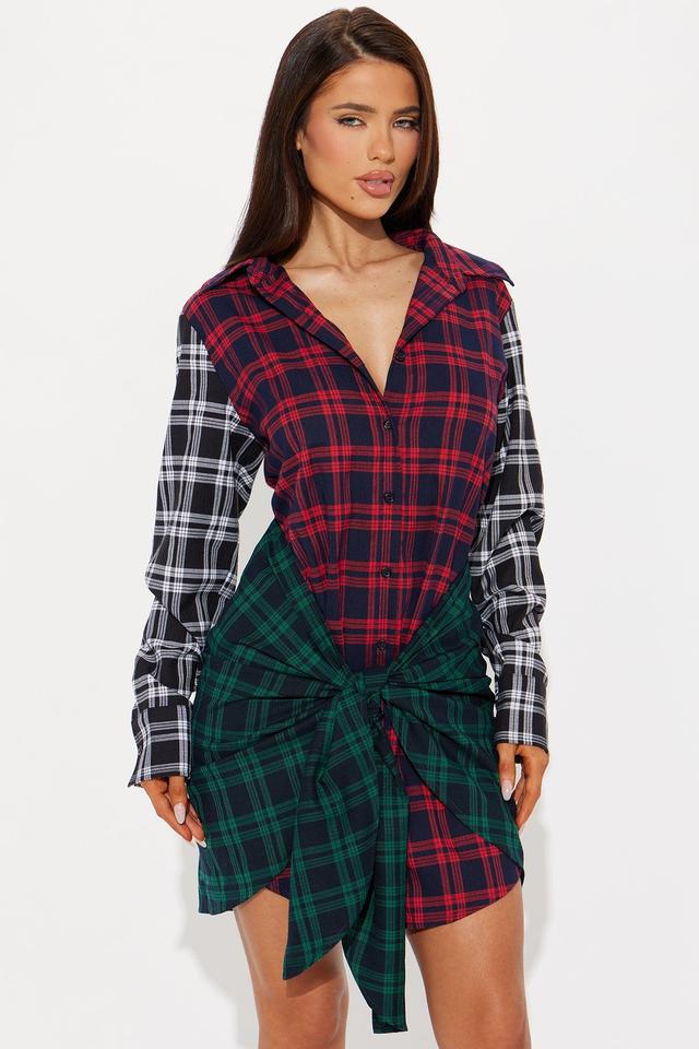 No Nonsense Plaid Mini Dress - Red/combo Product Image