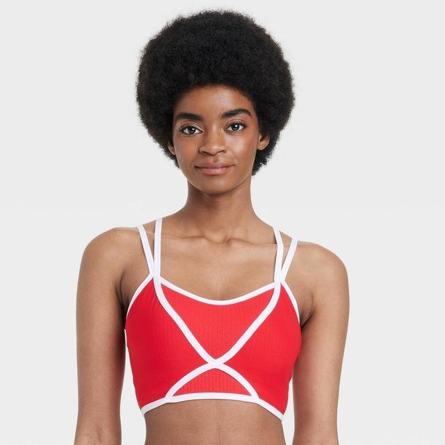 Womens Contrast Trim Layered Bralette - Colsie Lively Red Product Image