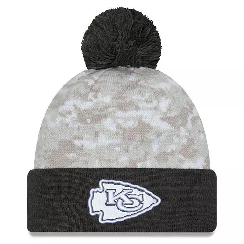 Mens New Era /Graphite Kansas City Chiefs 2024 Salute To Service Digital Camo Cuffed Knit Hat with Pom Product Image