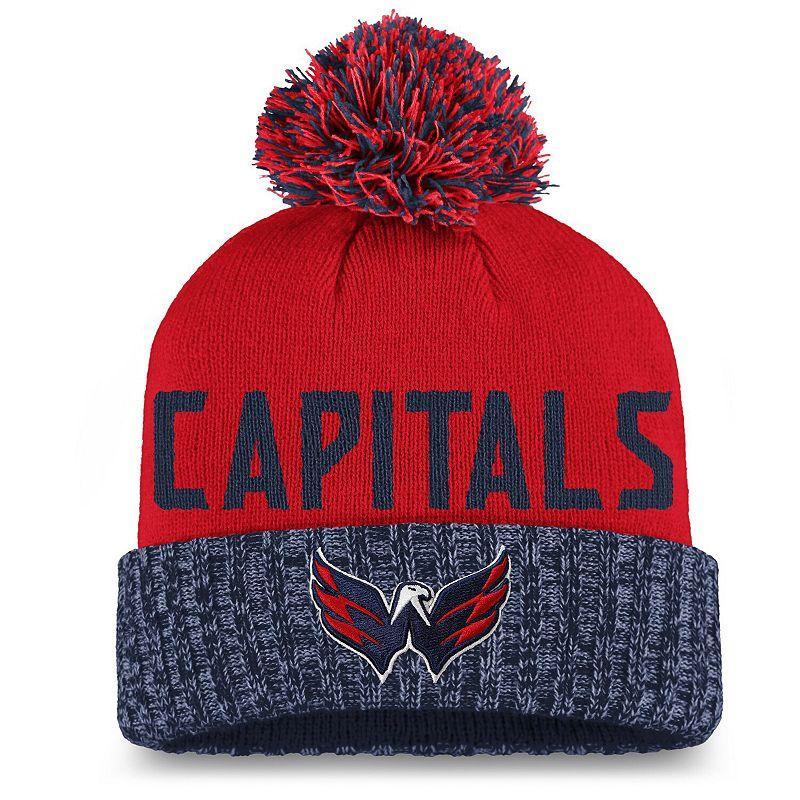 Womens Fanatics Branded /Navy Washington Capitals Iconic Cuffed Knit Hat with Pom Product Image