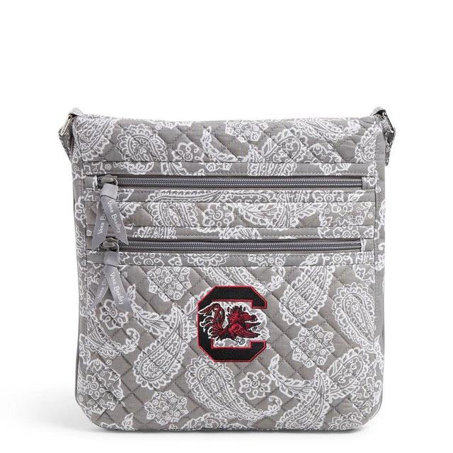 Vera Bradley Collegiate Triple Zip Hipster Crossbody Bag Women in Gray/White Bandana with University of South Carolina Logo Product Image