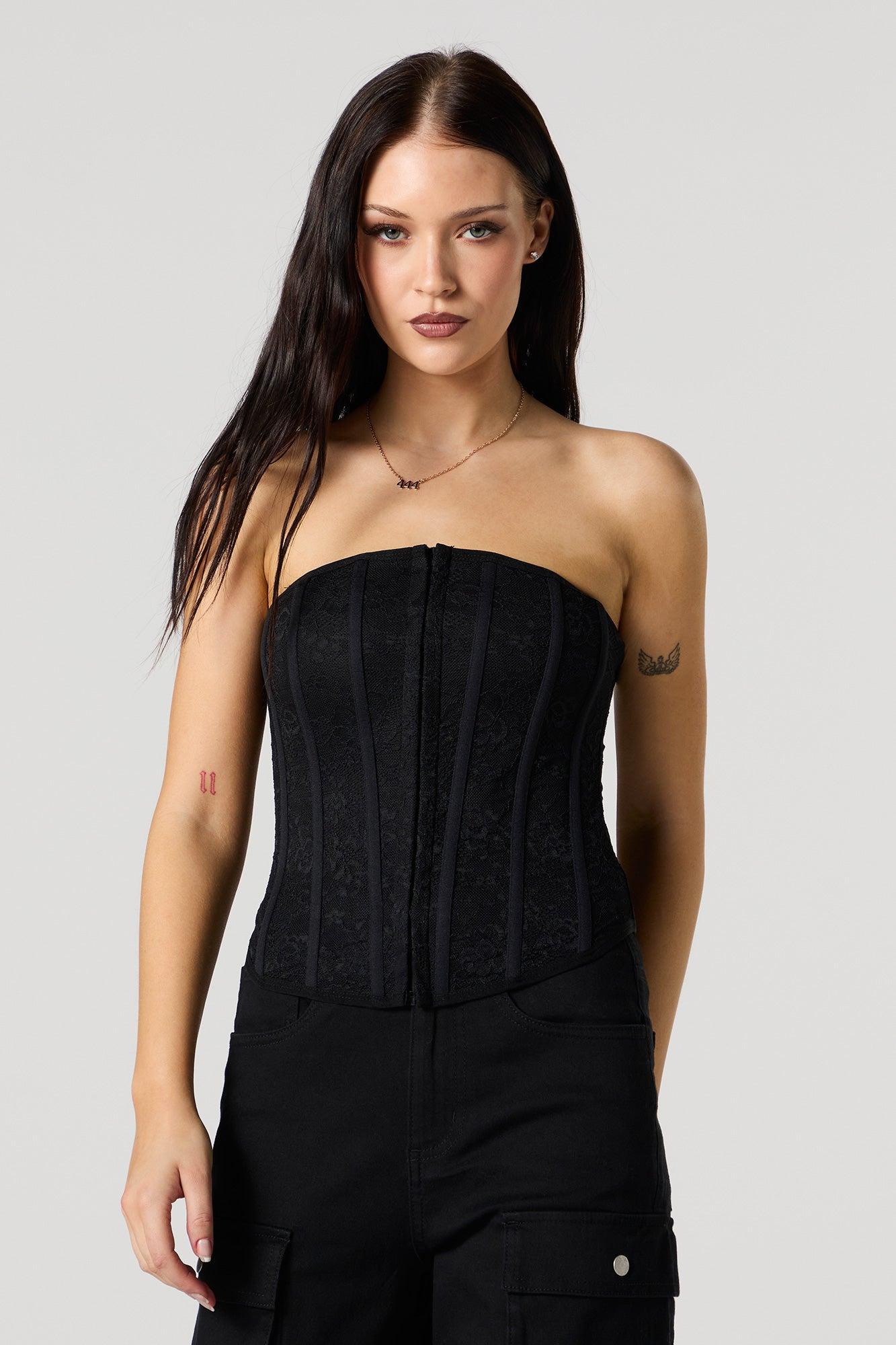 Floral Lace Strapless Corset Top Female Product Image