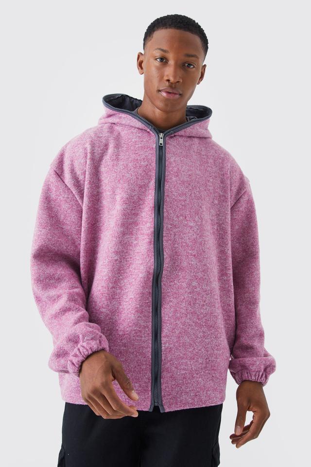 Oversized Heavyweight Brushed Zip Up Hoodie | boohooMAN USA Product Image