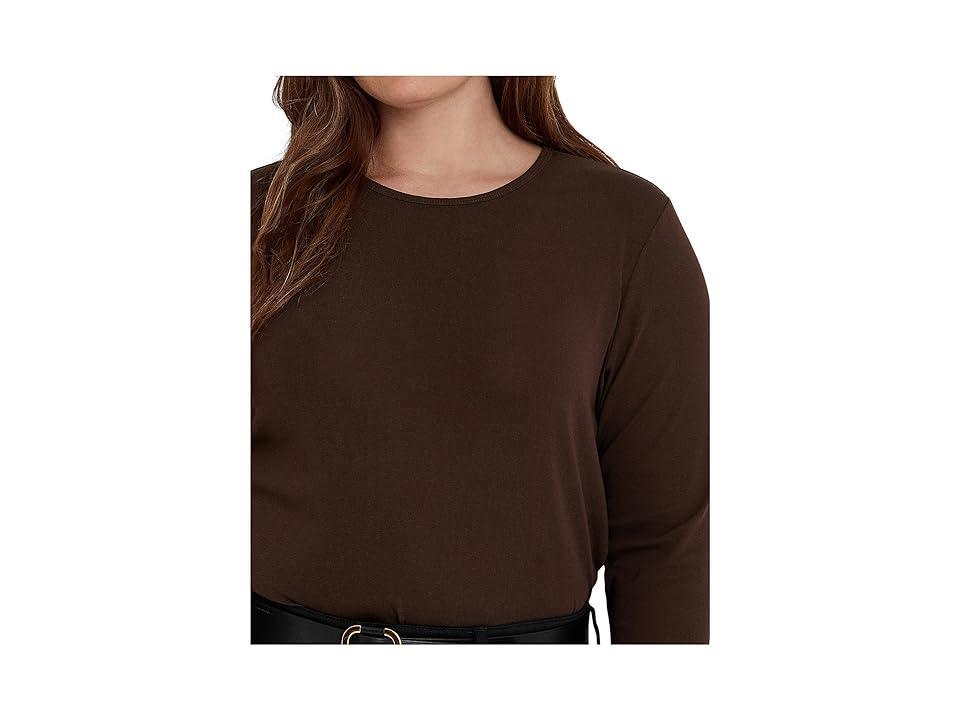 Lauren Ralph Lauren Plus-Size Cotton-Blend Long-Sleeve Top Product Image