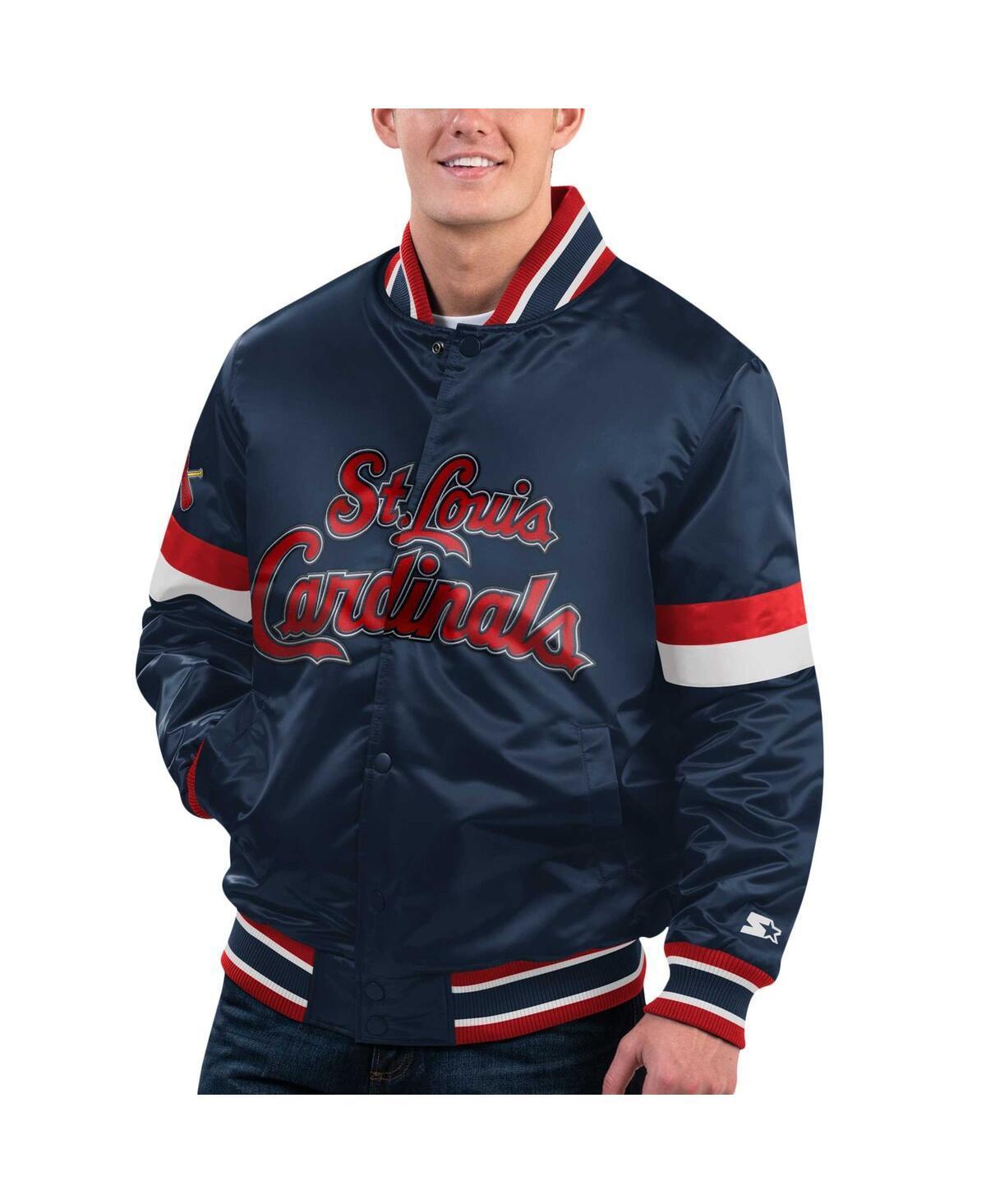 Mens Starter St. Louis Cardinals Home Game Satin Full-Snap Varsity Jacket Blue Product Image