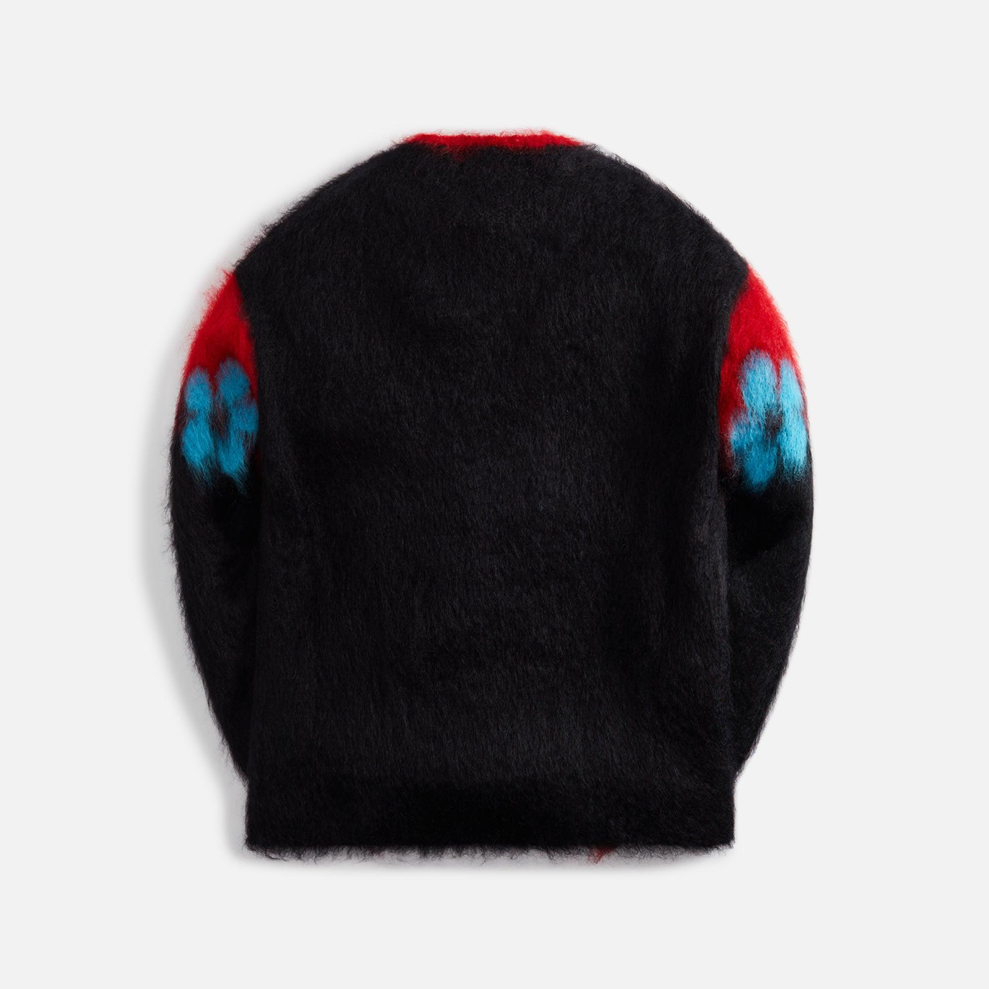 Marni Fuzzy Wuzzy Flowers Mohair Blend Sweater – Black / Red Male Product Image