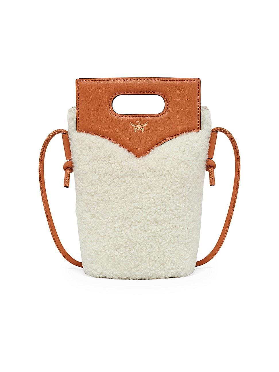 Womens Diamond Shearling & Leather Crossbody Bag Product Image