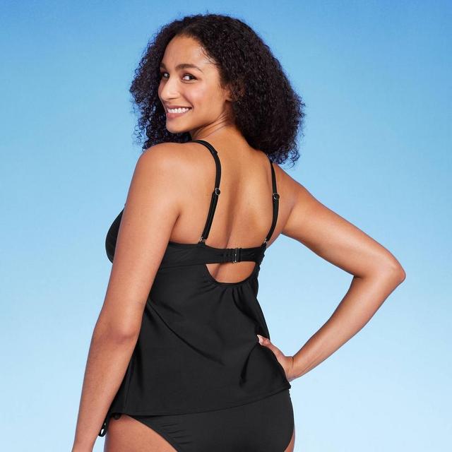 Womens Hidden Underwire Square Neck Tankini Top - Kona Sol Black XL Product Image