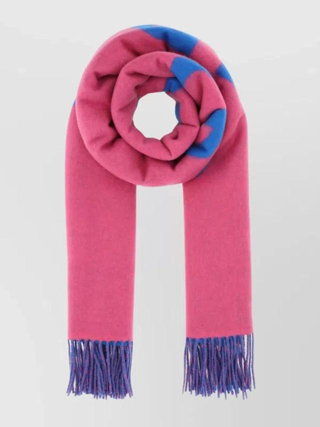 Wool Scarf With Printed Design And Fringe Product Image