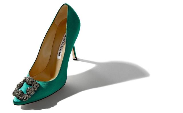 HANGISI Green Satin Jewel Buckle Pumps Product Image