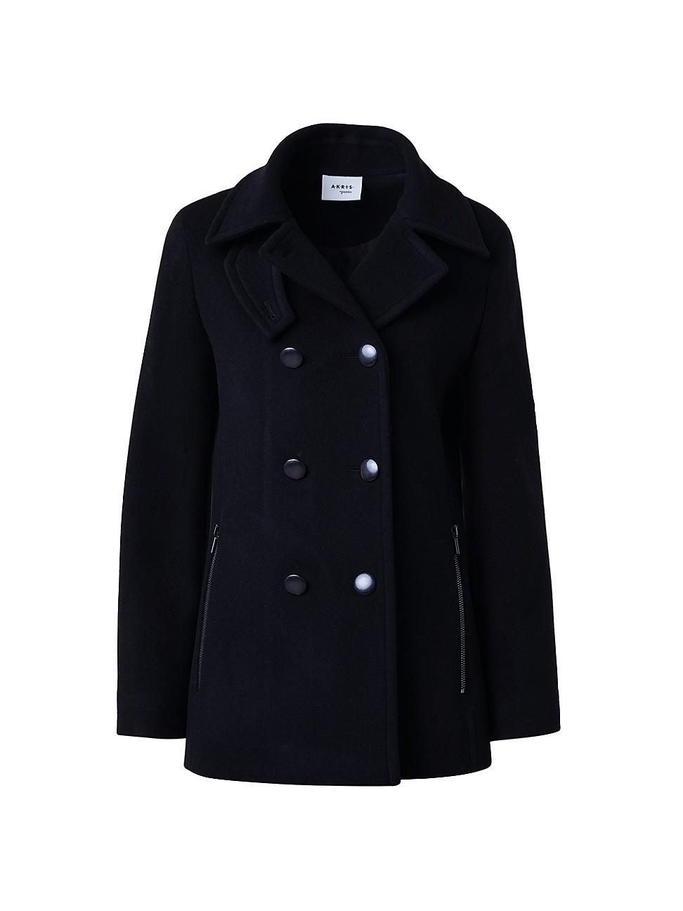 Womens Double-Breasted Wool-Blend Pea Coat product image