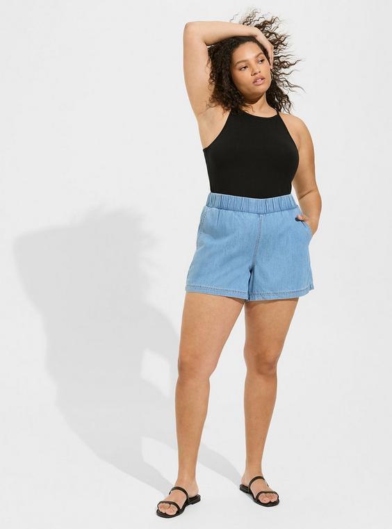 High-Rise 5 Inch Pull-on Lightweight Denim Short Product Image