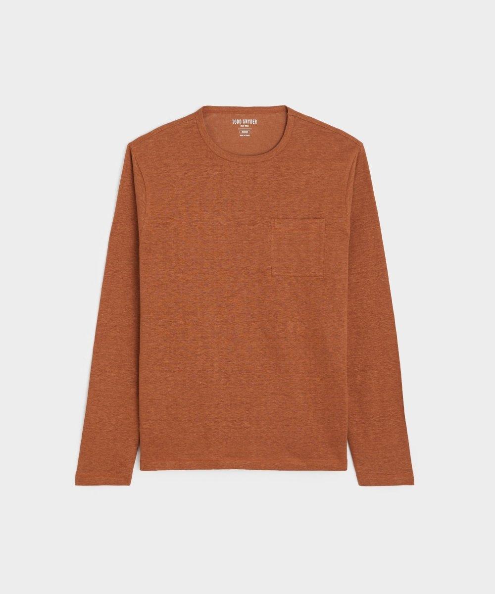 Linen Jersey Long Sleeve T-Shirt in Gingersnap Product Image