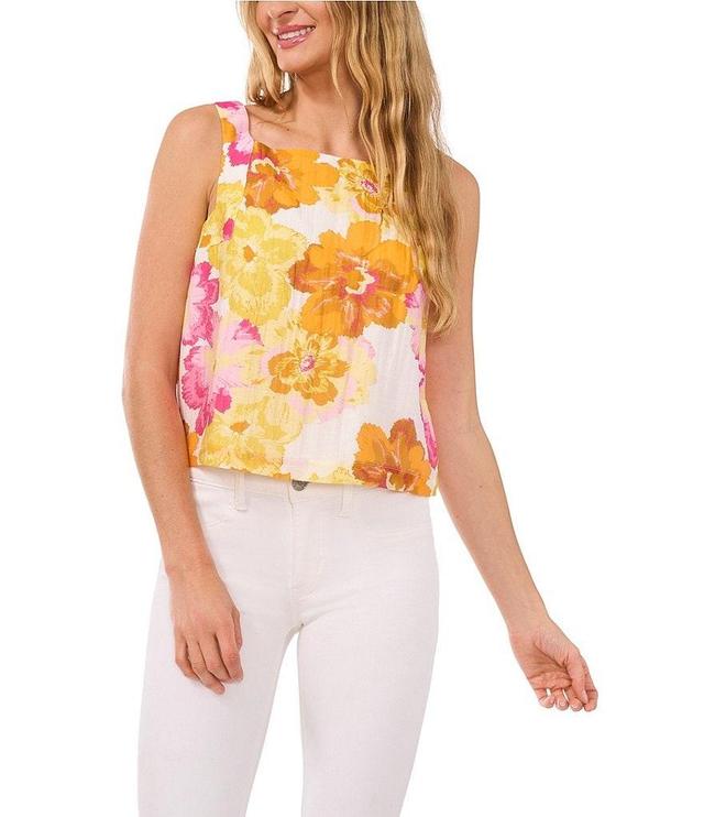 CeCe Square Neck Sleeveless Floral Blouse Product Image