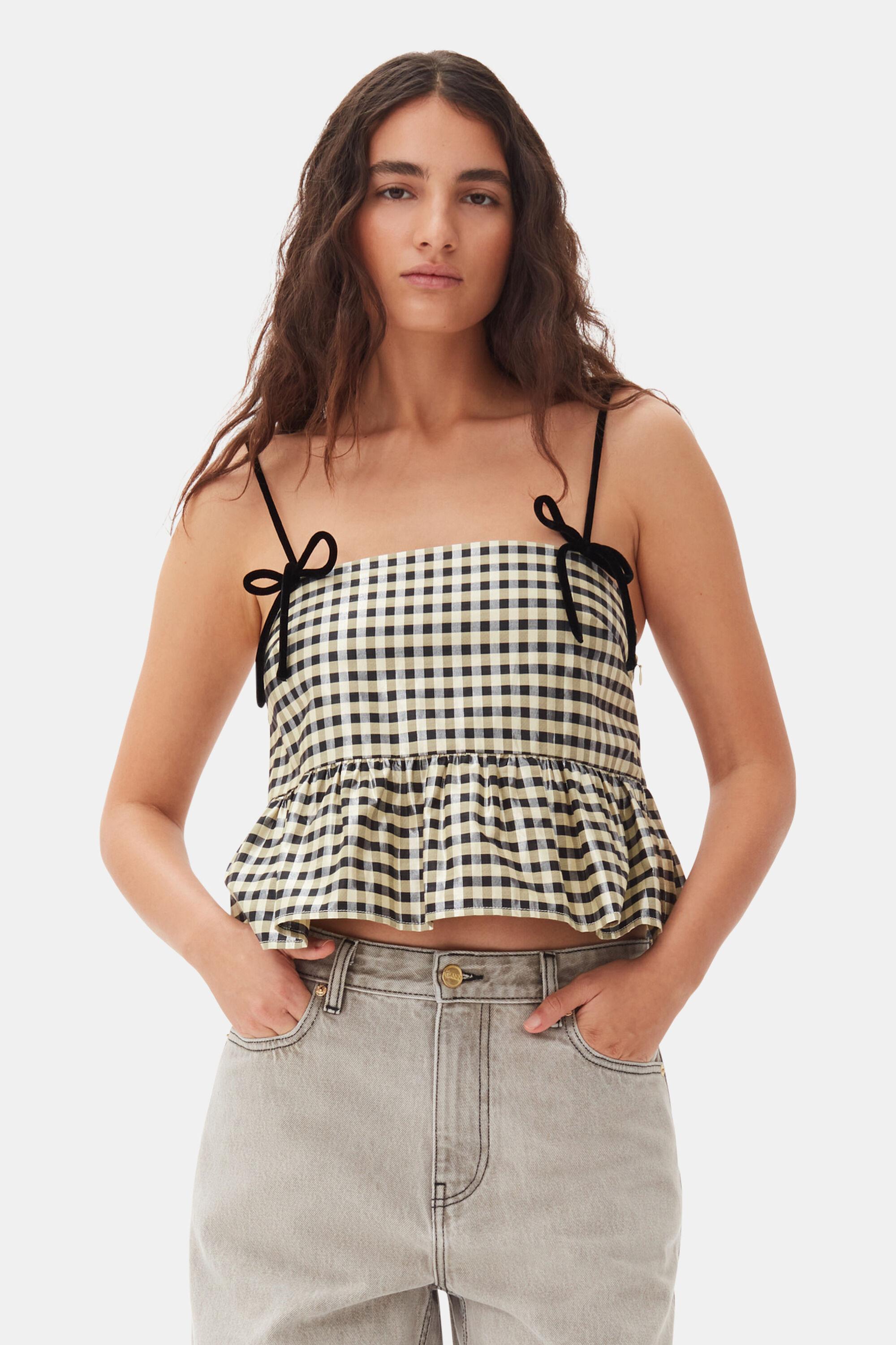 Shiny Check Jacquard Top Product Image