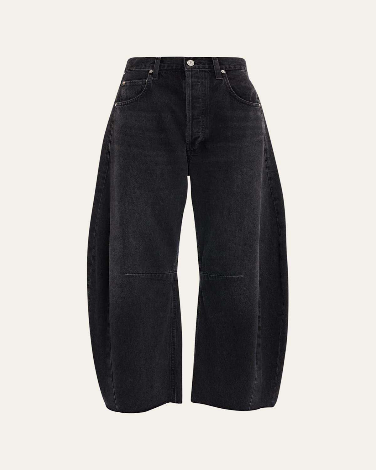 Horseshoe Cropped Raw Hem Jeans Product Image