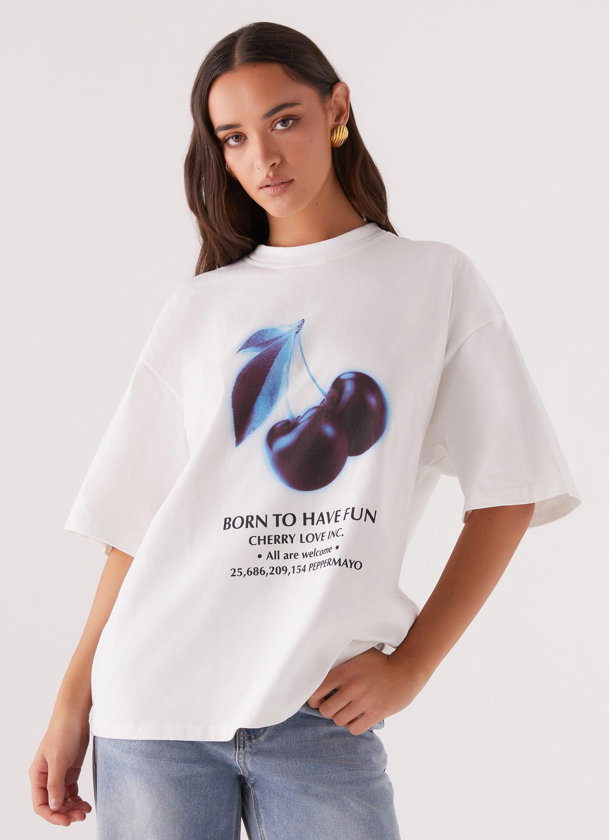 Born To Have Fun Oversized Graphic Tee - Cherry Product Image