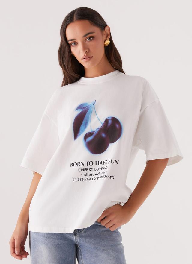 Born To Have Fun Oversized Graphic Tee - Cherry Product Image