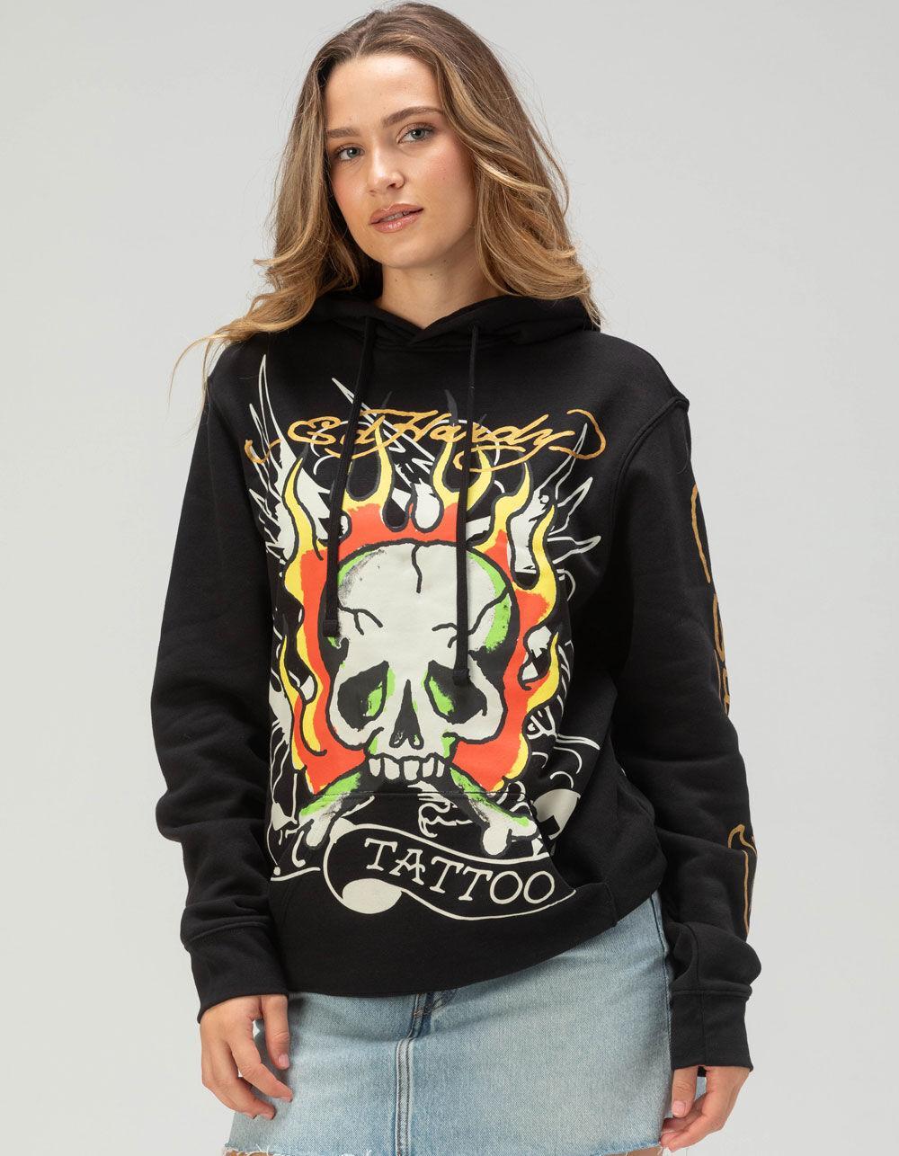 ED HARDY Fire Skull Womens Hoodie Product Image