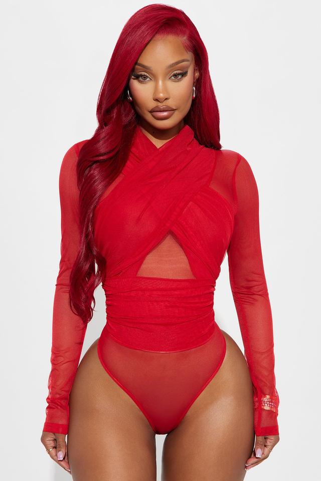 Serena Mesh Bodysuit - Red Product Image