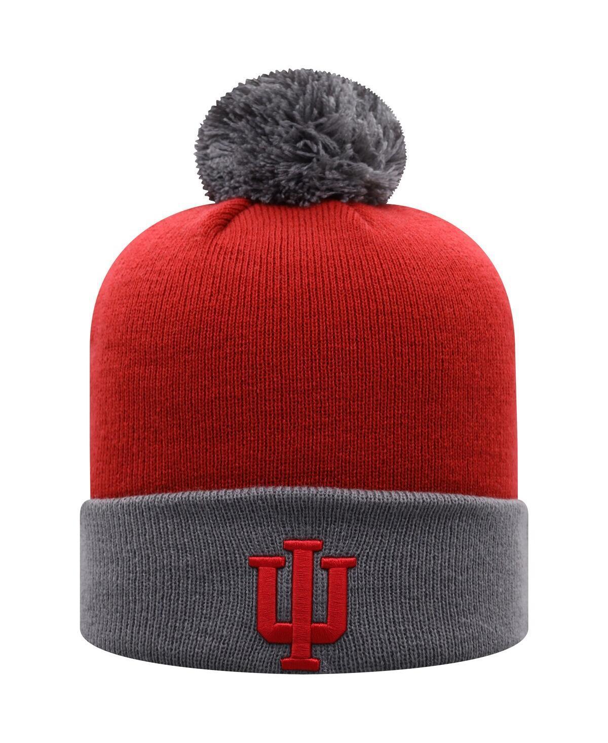 Mens Top of the World Crimson and Gray Indiana Hoosiers Core 2-Tone Cuffed Knit Hat with Pom - Crimson Product Image