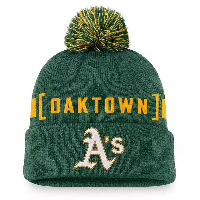 Nike Mens Green Oakland Athletics Hometown Peak Cuffed Knit Hat with Pom Product Image