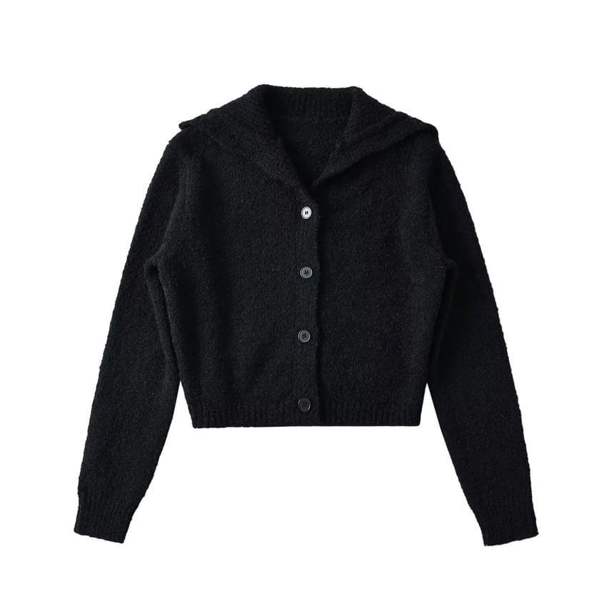 Plain Collar Button-Up Cardigan Product Image