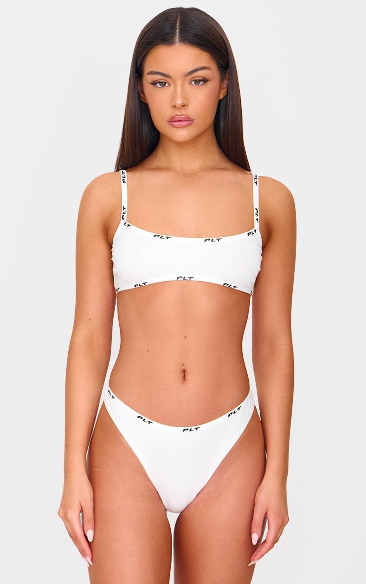 PRETTYLITTLETHING White Jersey Thong Product Image