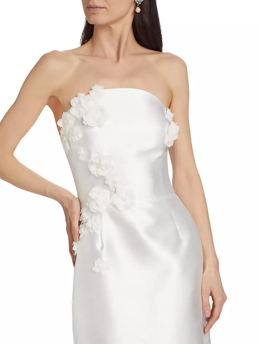 Serefina Satin Strapless Appliqué Midi-Dress Product Image