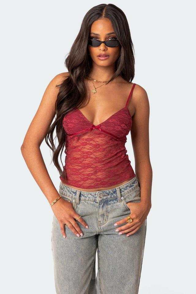 Eira Sheer Lace Tank Top Product Image