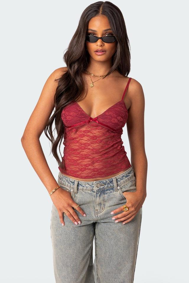 Eira Sheer Lace Tank Top Product Image