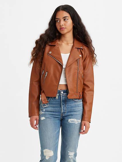 Levis Belted Faux Leather Moto Jacket - Womens Product Image