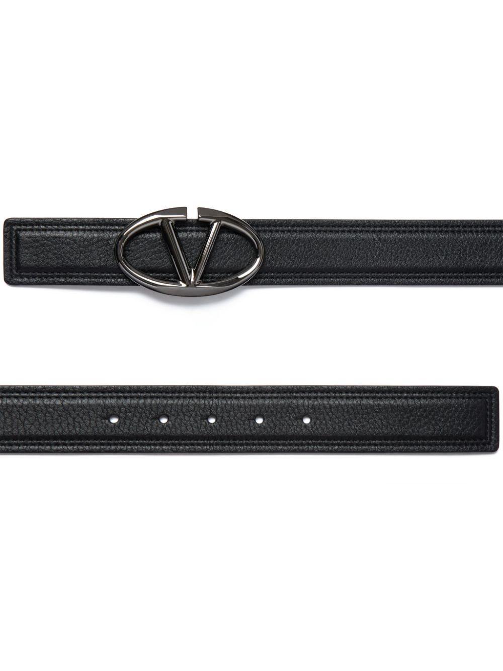 VALENTINO GARAVANI The Bold Edition Vlogo Grainy Calfskin Belt 35 Mm In Black Product Image