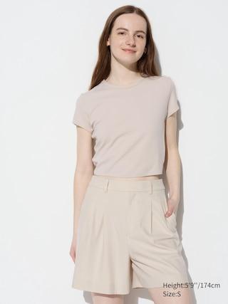 Womens Pleated Shorts Natural Small UNIQLO US Product Image