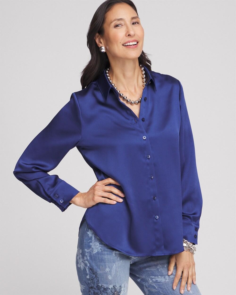 Women's Stretch Satin Blouse Product Image