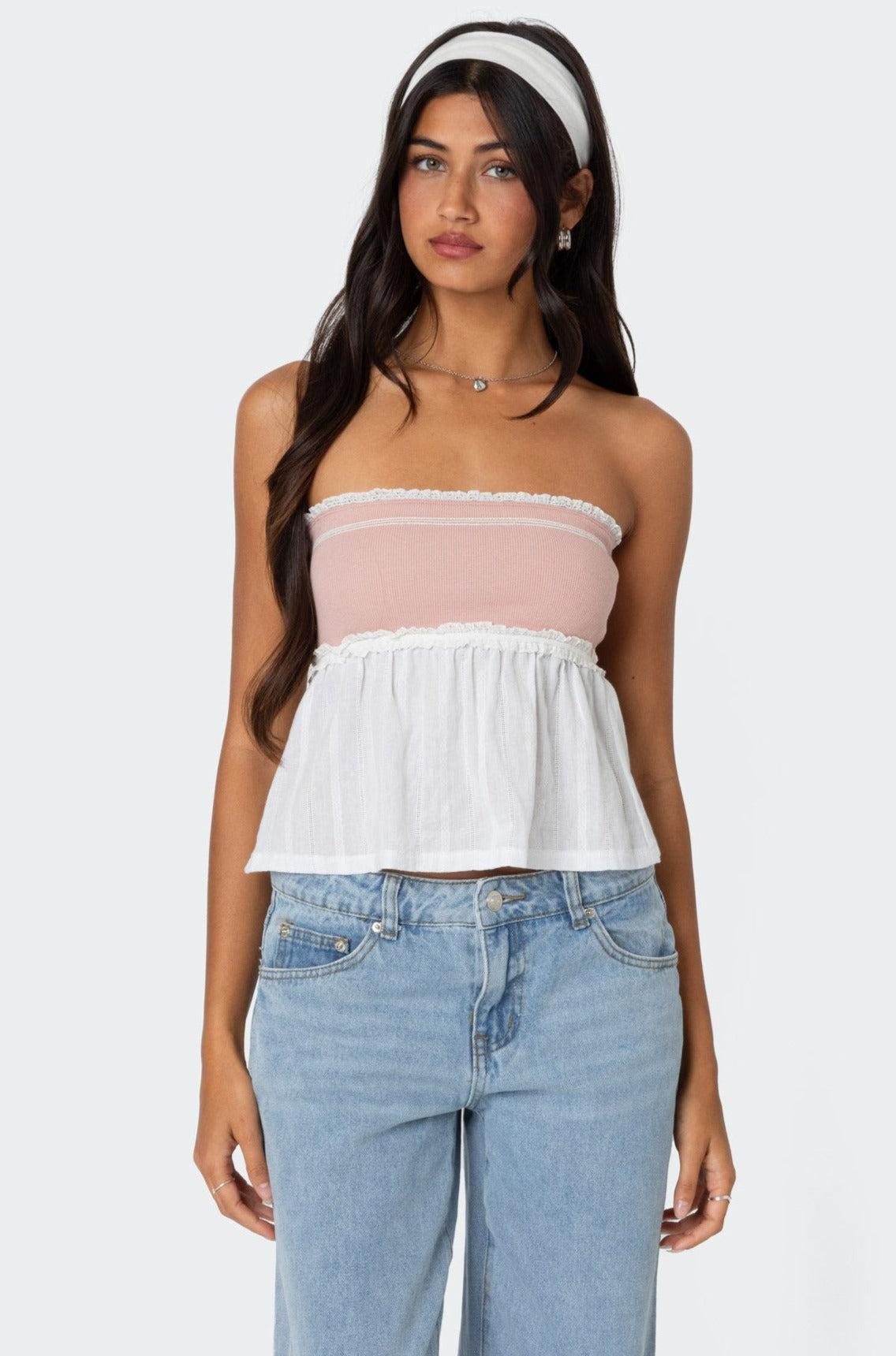 Rena Ribbed Peplum Tube Top Product Image