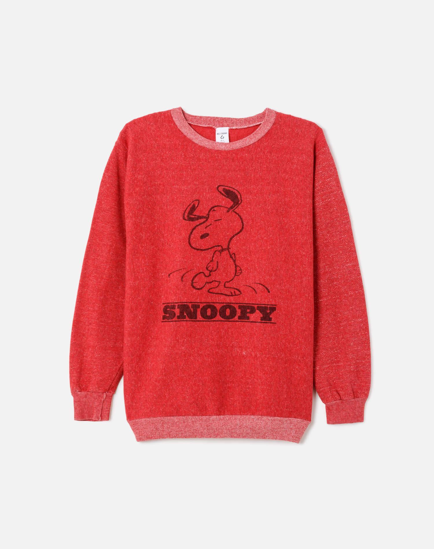 Upcycled "Snoopy Dancing" Sweatshirt in Heathered Red - 11229750 Female Product Image