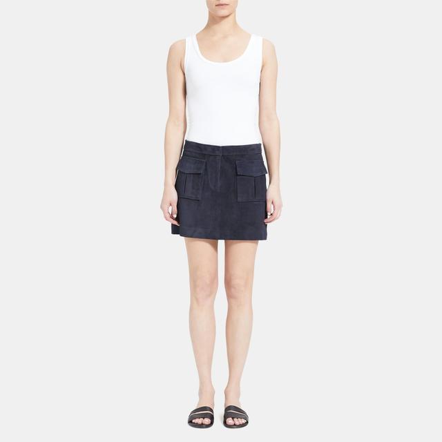 Theory Outlet Official Site | Utility Skirt in Suede Product Image