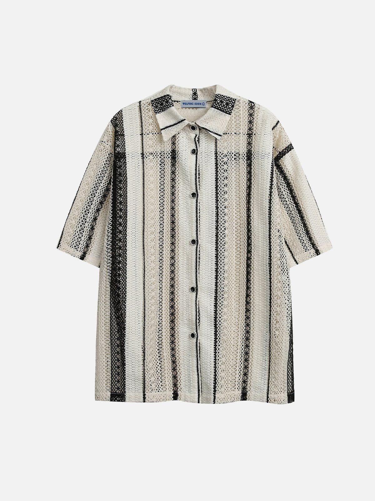 Aelfric Eden Stripe Cut-Out Short Sleeve Shirt Product Image