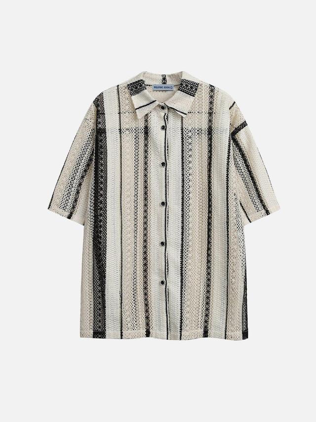 Aelfric Eden Stripe Cut-Out Short Sleeve Shirt Product Image