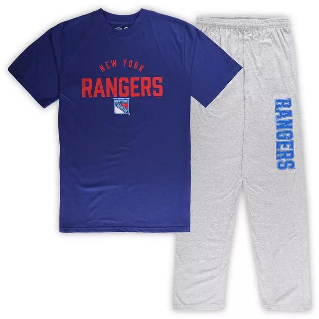 Mens New York Rangers Blue/Heather Gray Big & Tall T-Shirt & Pants Lounge Set Product Image