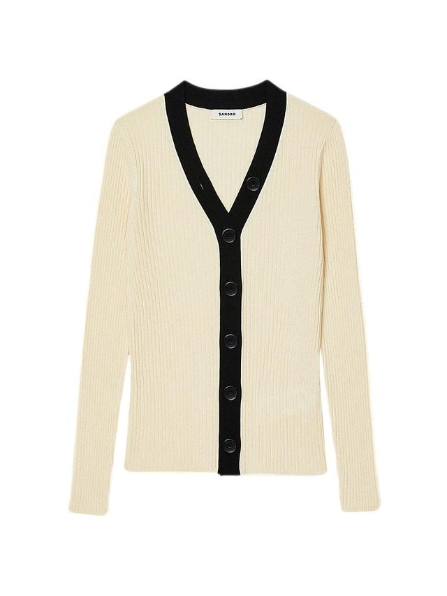 Sandro Gabrielle Ribbed Knit Cardigan Product Image