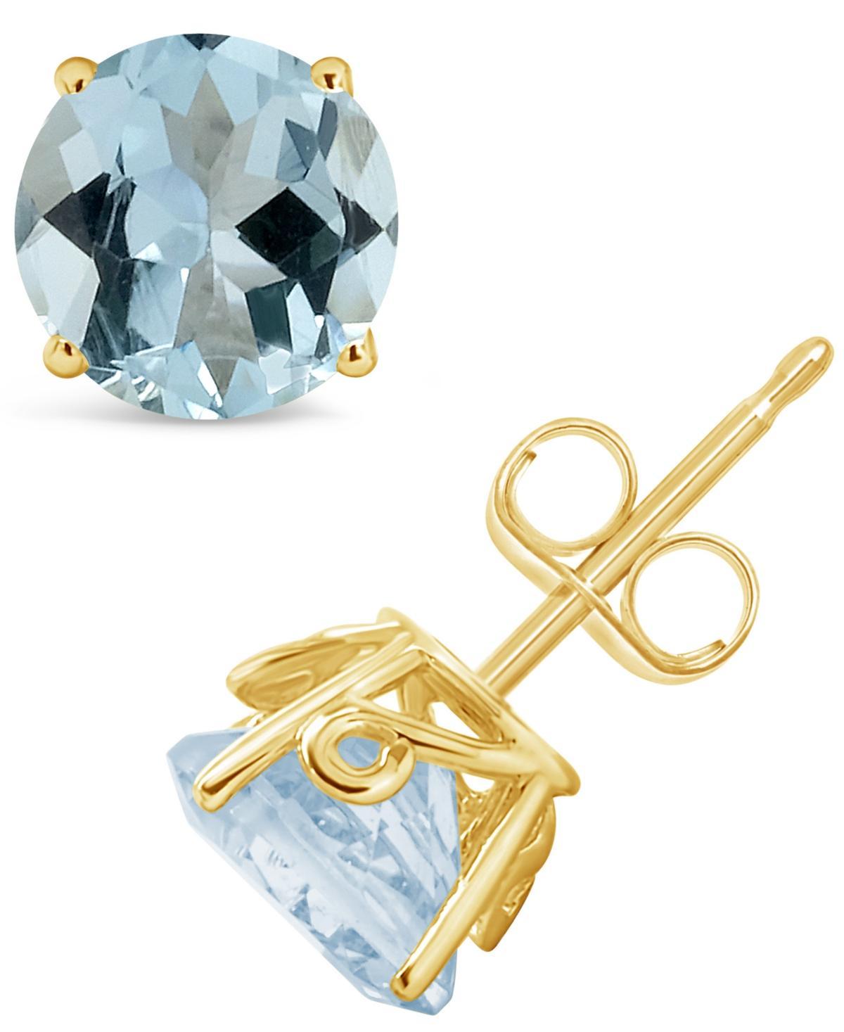 Celebration Gems 14k Gold Aquamarine Stud Earrings, Womens, Blue Product Image