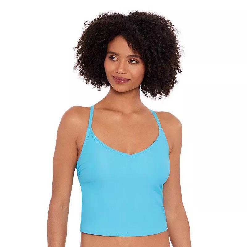 Womens Eco Beach Cropped Scoopneck Strappy Tankini Swim Top Product Image