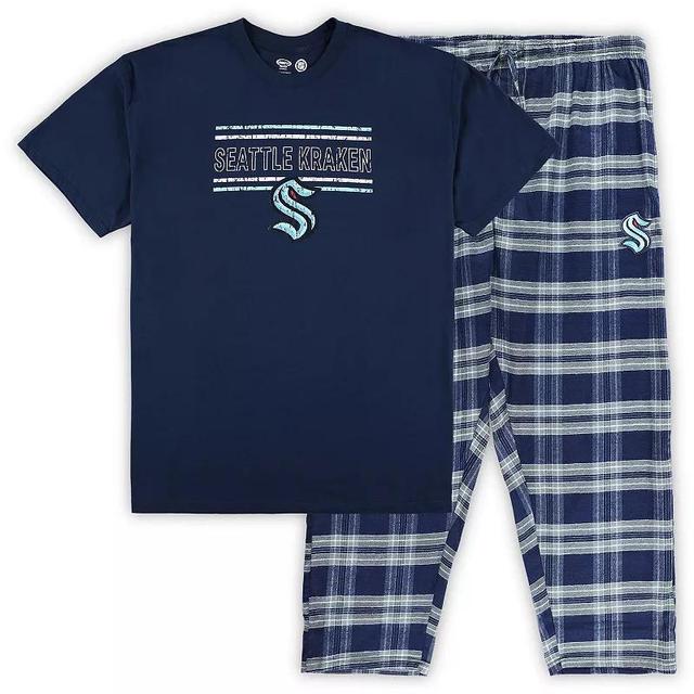 Mens Deep Sea Blue/Gray Seattle Kraken Big & Tall T-Shirt & Pajama Pants Sleep Set Krk Blue Product Image