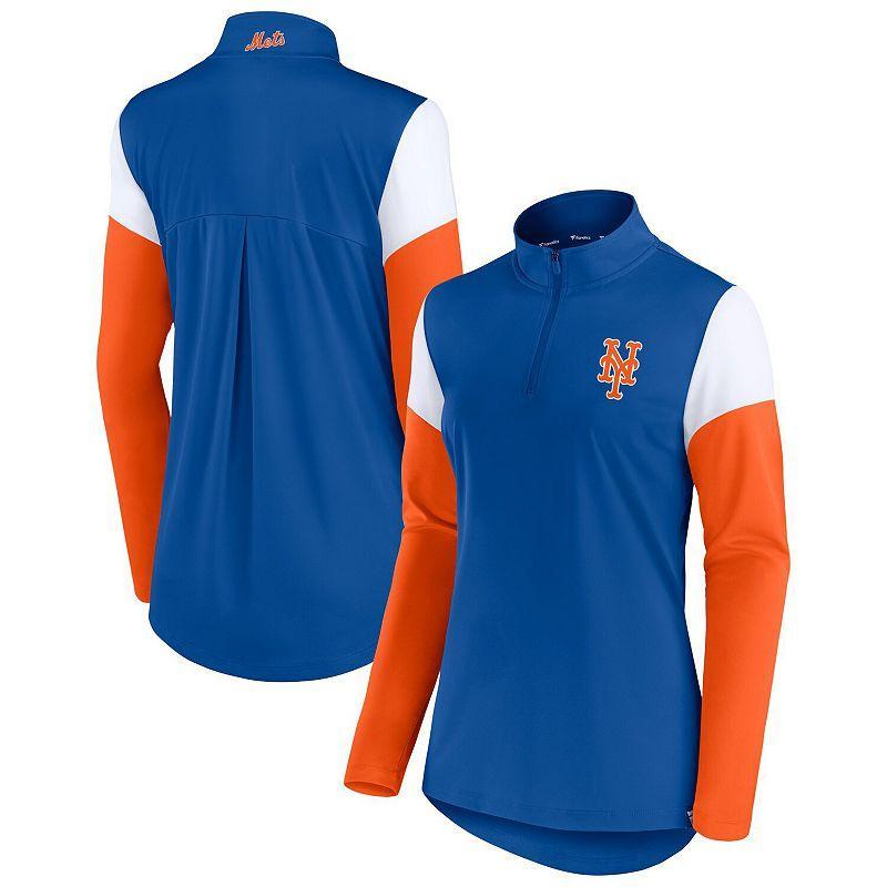 Womens Fanatics Branded Royal/Orange New York Mets Authentic Fleece Quarter-Zip Jacket Product Image