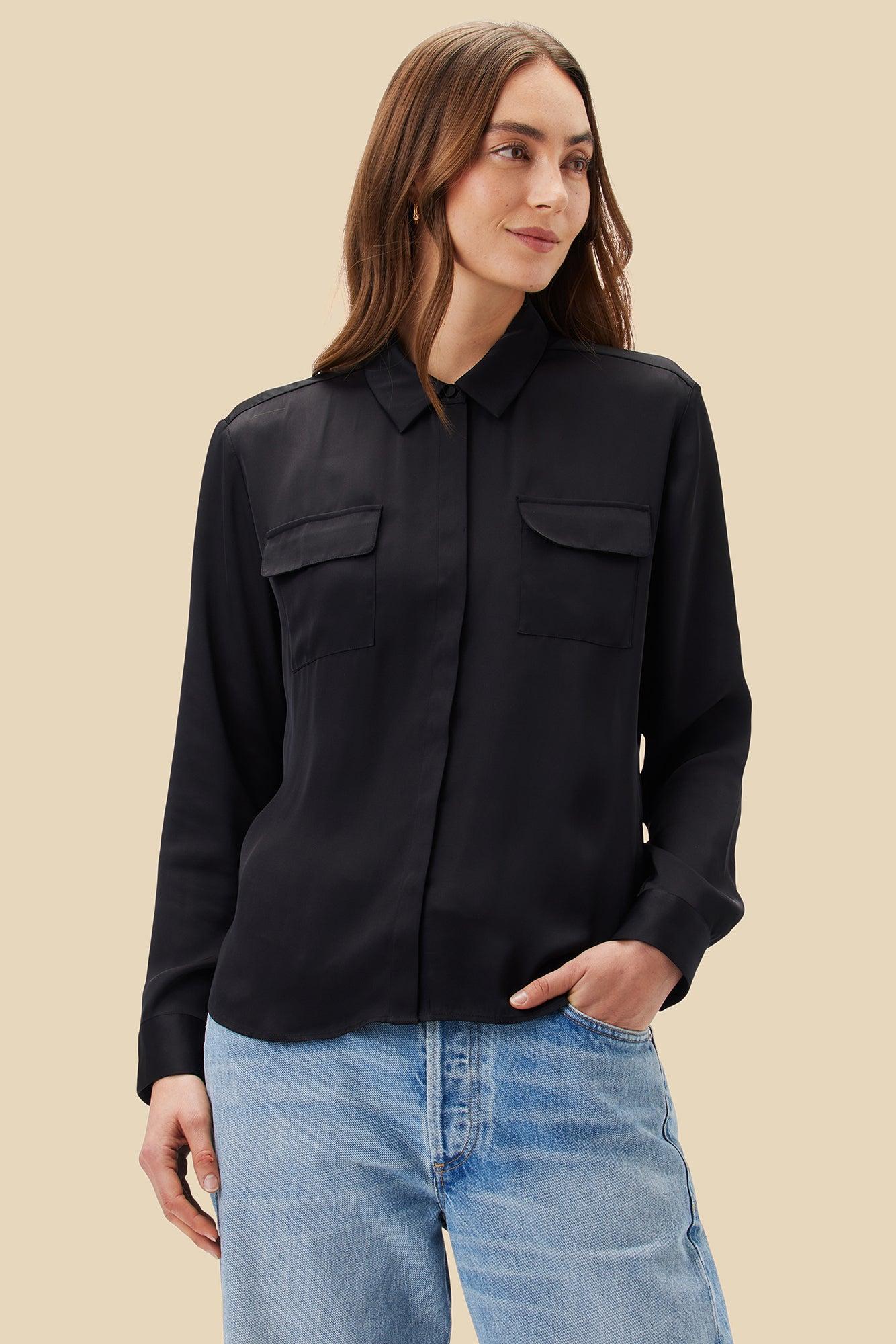 Bixby Pocket Blouse - Black Product Image