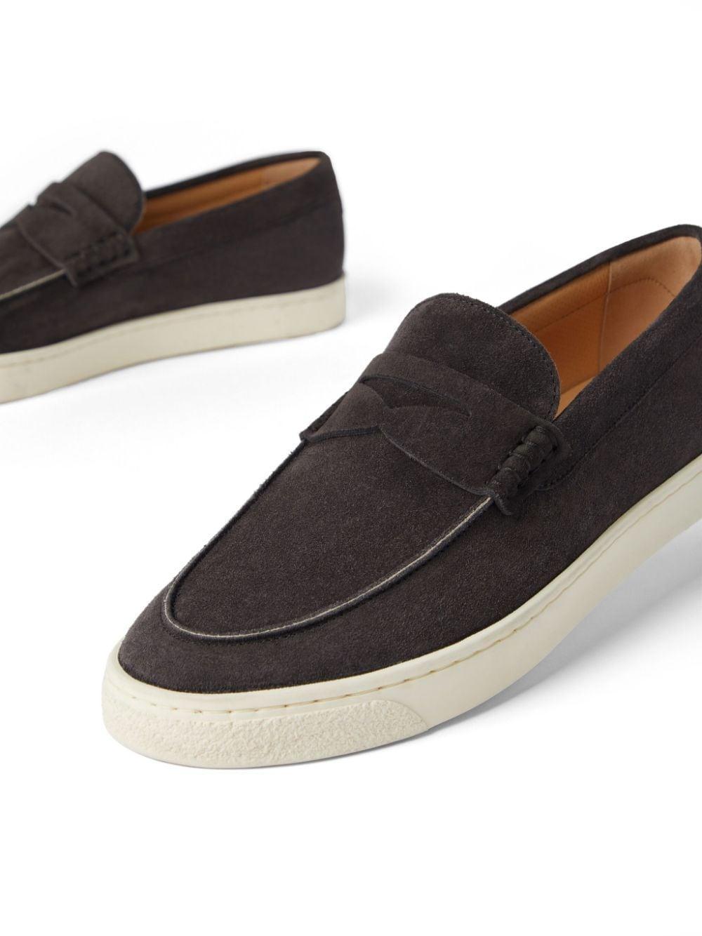 BRUNELLO CUCINELLI Dark Grey Suede Loafers Product Image